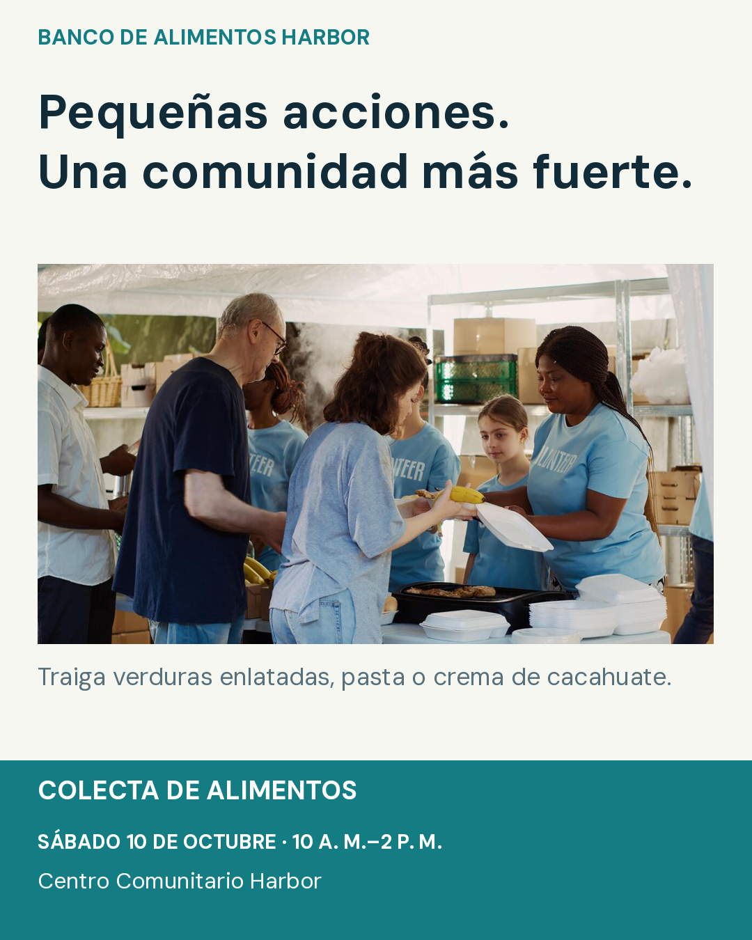 Diseño en español para una colecta comunitaria de alimentos